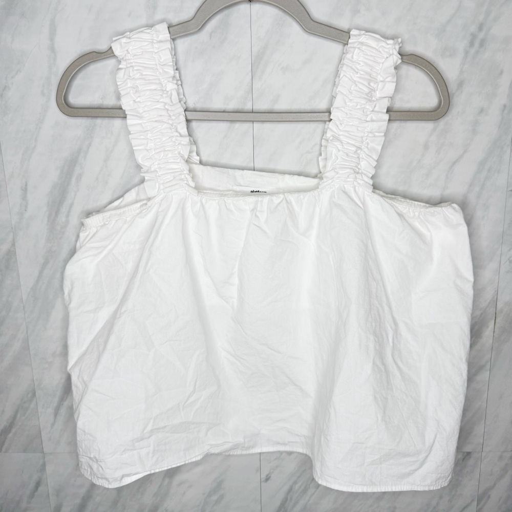White Ruffled Strap Top